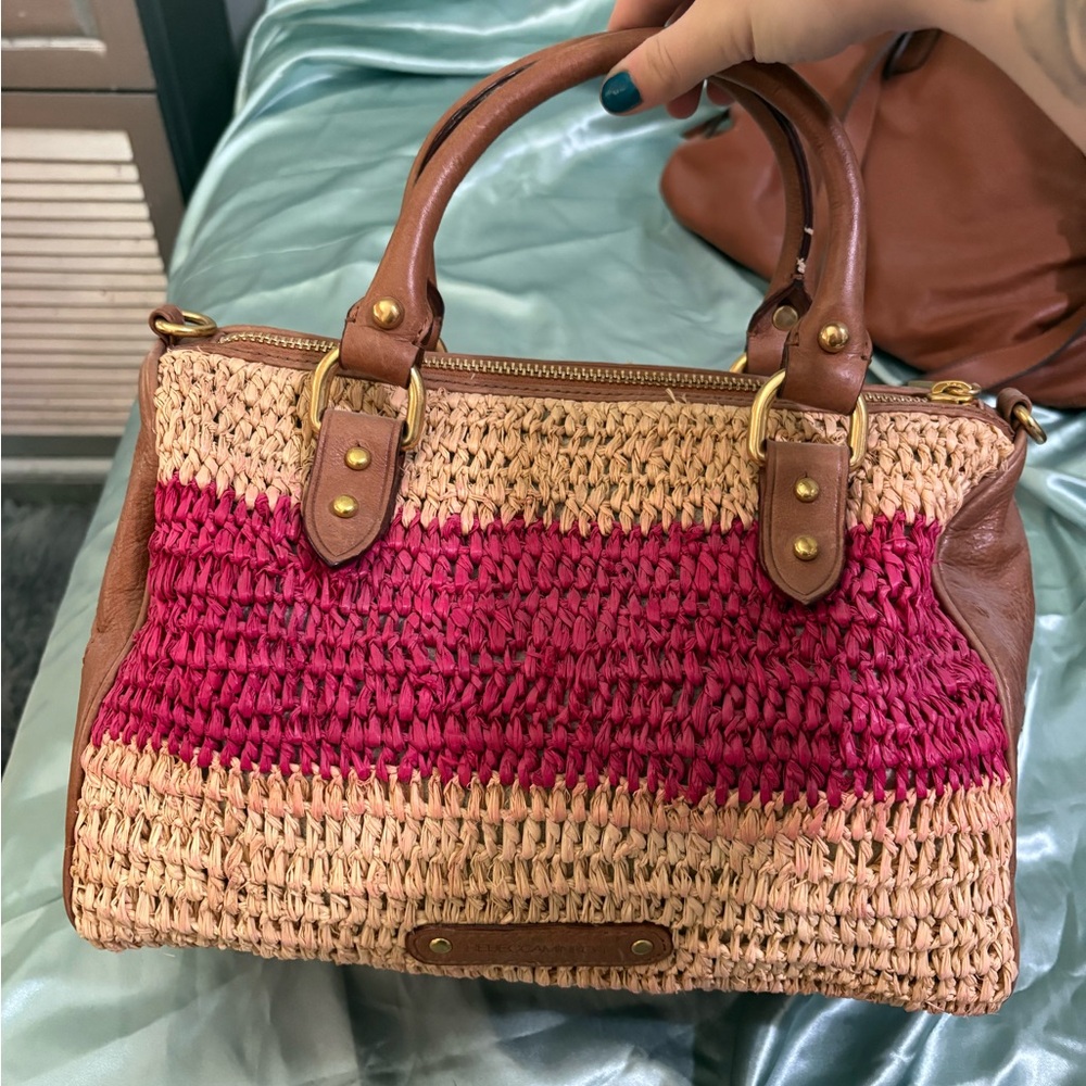 Rebecca Minkoff Pink and Tan Satchel with Leather Accents